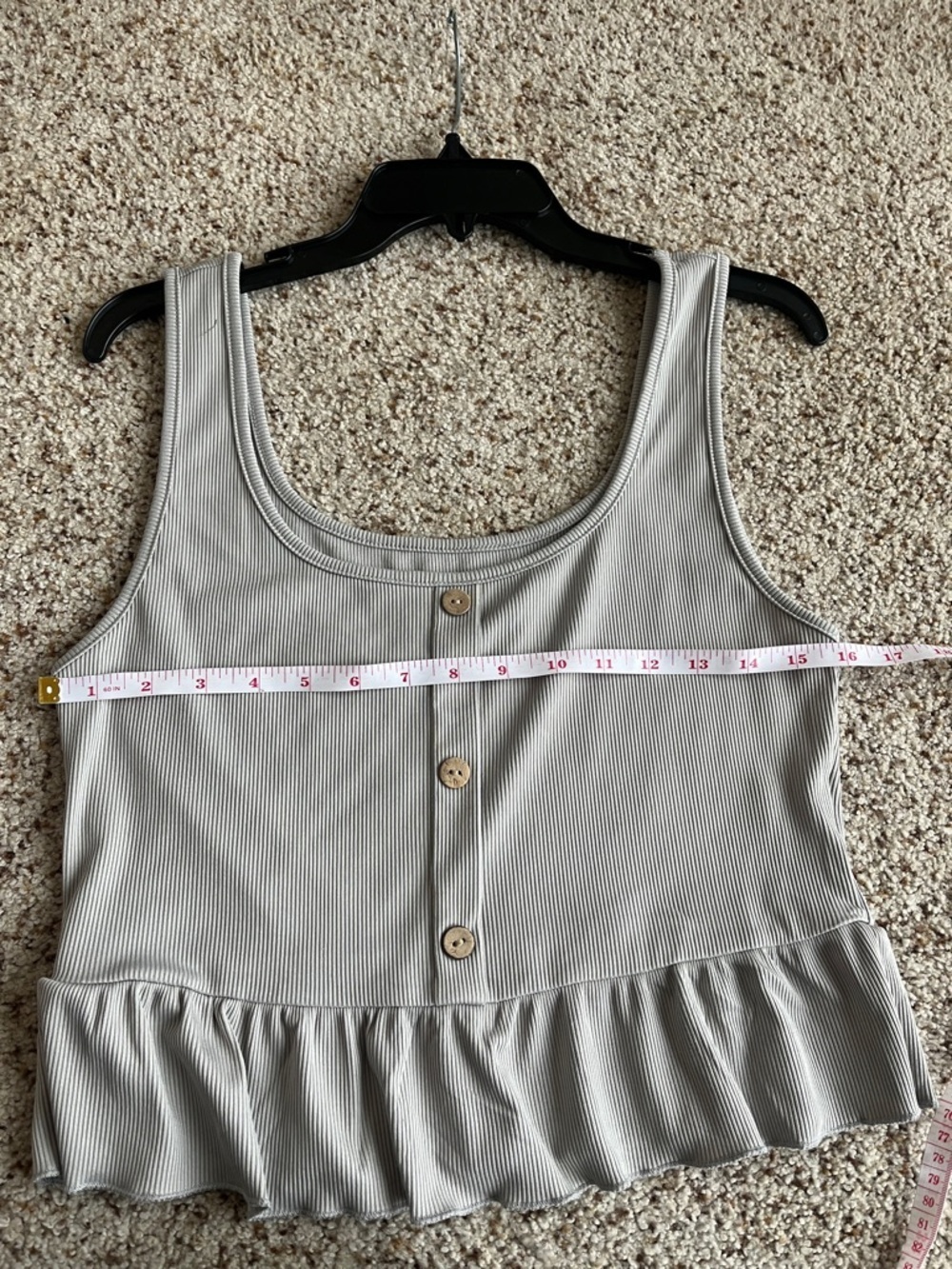 SHEIN Sage Ruffle Hem Button-Front Crop Tank - Picture 7 of 7